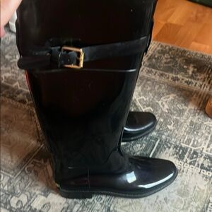 Lauren Ralph Lauren women’s Black Tall Rain Boots with Buckle size 7
